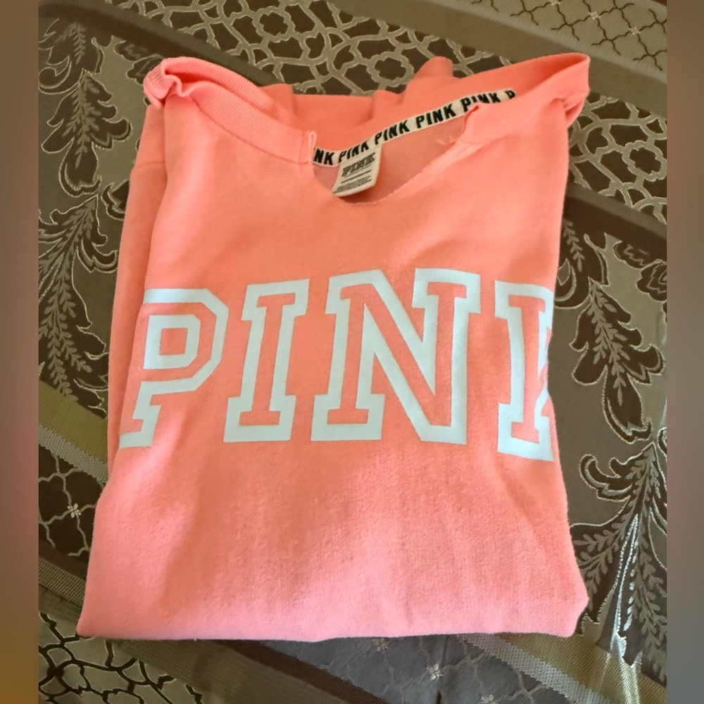 PINK Victoria's Secret Neon Coral Sweatshirt - Picture 5 of 5